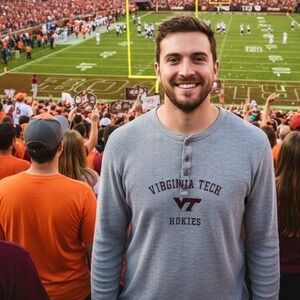 Izod Collegiate Virginia Tech Thermal‎ Henley Shirt Men Large Gray VT Hokies VA